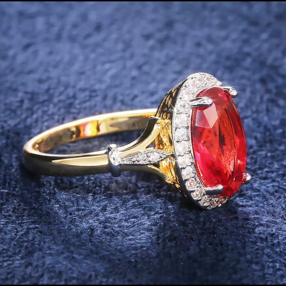 18kt Gold Plated Ruby Ring - Picture 7 of 10